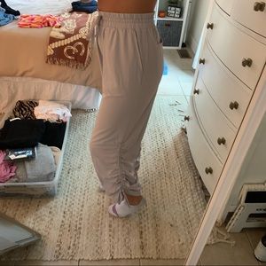 Lavender athletic cinch/ tie leg joggers